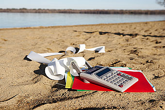 Calculator on the beach